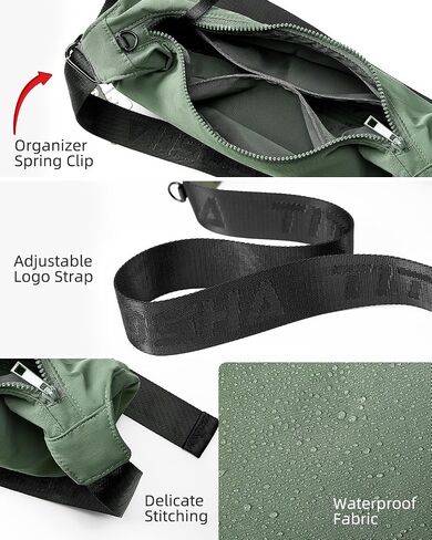Titosha Medium Nylon Crescent Crossbody Bag for Women with Organizer Hook Dual Interior Zippered Pockets in Saudi Arabia