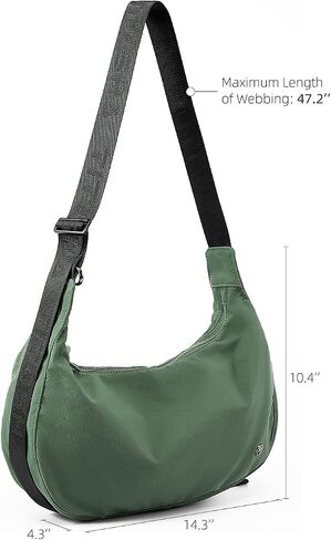 Titosha Medium Nylon Crescent Crossbody Bag for Women with Organizer Hook Dual Interior Zippered Pockets in Saudi Arabia