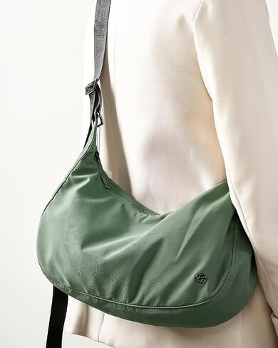 Titosha Medium Nylon Crescent Crossbody Bag for Women with Organizer Hook Dual Interior Zippered Pockets in Saudi Arabia