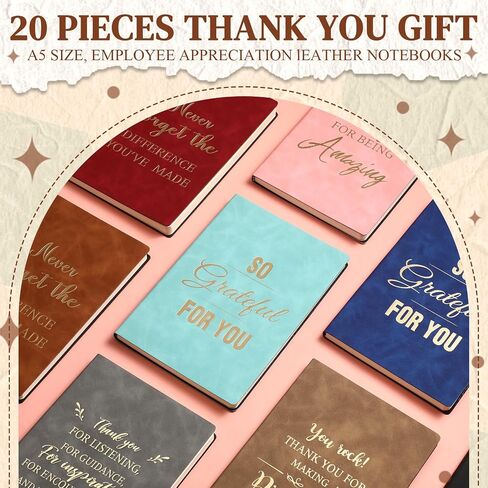 Fuutreo 30 Pcs A5 Notebooks Thank You Gifts bulk Leather Journals for Employee Appreciation Retirement Inspirational Gifts for Teacher Volunteer Assistant Nurse(Multi Styles) in Saudi Arabia