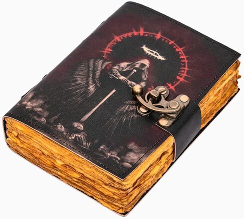 NATURALS EXPORT Blank Avenger Book Journal With Lock Clasp Prop Vintage Handmade Leather Diary Embossed Antique Notebook Daily 7 X 5 Inches dark brown Diary_10_NE in Saudi Arabia