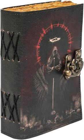 NATURALS EXPORT Blank Avenger Book Journal With Lock Clasp Prop Vintage Handmade Leather Diary Embossed Antique Notebook Daily 7 X 5 Inches dark brown Diary_10_NE in Saudi Arabia