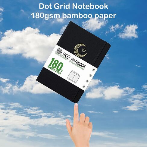 Bullet Dotted Journal، دفتر ملاحظات بشبكة منقطة مقاس A5، ورق أبيض من الخيزران 180 جرامًا لكل متر مربع، نقاط 5 * 5 مم 160 صفحة، غلاف مسطح، حواف فضية ملونة، إشارات مرجعية وجيب خلفي قابل للتوسيع in Kuwait