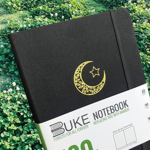 Bullet Dotted Journal، دفتر ملاحظات بشبكة منقطة مقاس A5، ورق أبيض من الخيزران 180 جرامًا لكل متر مربع، نقاط 5 * 5 مم 160 صفحة، غلاف مسطح، حواف فضية ملونة، إشارات مرجعية وجيب خلفي قابل للتوسيع in Kuwait