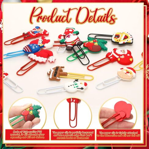 Jeyiour 34 جهاز كمبيوتر شخصي عيد الميلاد الورقية سانتا ثلج نمط الإشارات المرجعية مكتب لطيف ورقة مقاطع الجدة عيد الميلاد كتاب علامة الصورة ملف وثيقة المشابك للأطفال مدرسة طالب عيد الميلاد هدية in Kuwait