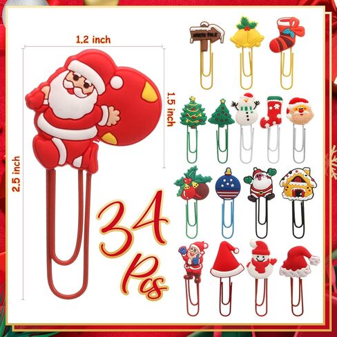 Jeyiour 34 جهاز كمبيوتر شخصي عيد الميلاد الورقية سانتا ثلج نمط الإشارات المرجعية مكتب لطيف ورقة مقاطع الجدة عيد الميلاد كتاب علامة الصورة ملف وثيقة المشابك للأطفال مدرسة طالب عيد الميلاد هدية in Kuwait