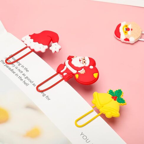 Jeyiour 34 جهاز كمبيوتر شخصي عيد الميلاد الورقية سانتا ثلج نمط الإشارات المرجعية مكتب لطيف ورقة مقاطع الجدة عيد الميلاد كتاب علامة الصورة ملف وثيقة المشابك للأطفال مدرسة طالب عيد الميلاد هدية in Kuwait