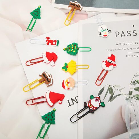 Jeyiour 34 جهاز كمبيوتر شخصي عيد الميلاد الورقية سانتا ثلج نمط الإشارات المرجعية مكتب لطيف ورقة مقاطع الجدة عيد الميلاد كتاب علامة الصورة ملف وثيقة المشابك للأطفال مدرسة طالب عيد الميلاد هدية in Kuwait