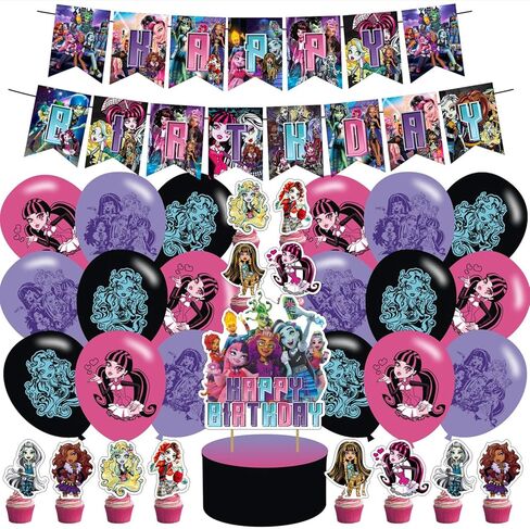 مستلزمات الحفلات ذات الطابع الخاص، بما في ذلك 𝓜𝓸𝓷𝓼𝓽𝓮𝓻 𝓗𝓲𝓰𝓱 لافتة عيد ميلاد، نحاسية للكيك، بالون، قطعة علوية للكب كيك مناسبة لعيد ميلاد الوحش الحزب، حزب الإحسان الخ in Kuwait