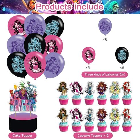 مستلزمات الحفلات ذات الطابع الخاص، بما في ذلك 𝓜𝓸𝓷𝓼𝓽𝓮𝓻 𝓗𝓲𝓰𝓱 لافتة عيد ميلاد، نحاسية للكيك، بالون، قطعة علوية للكب كيك مناسبة لعيد ميلاد الوحش الحزب، حزب الإحسان الخ in Kuwait