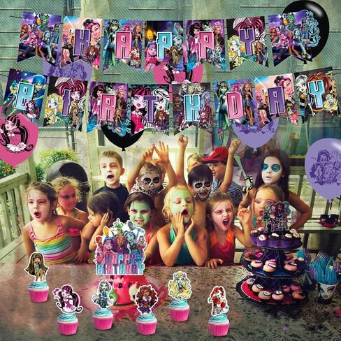 مستلزمات الحفلات ذات الطابع الخاص، بما في ذلك 𝓜𝓸𝓷𝓼𝓽𝓮𝓻 𝓗𝓲𝓰𝓱 لافتة عيد ميلاد، نحاسية للكيك، بالون، قطعة علوية للكب كيك مناسبة لعيد ميلاد الوحش الحزب، حزب الإحسان الخ in Kuwait