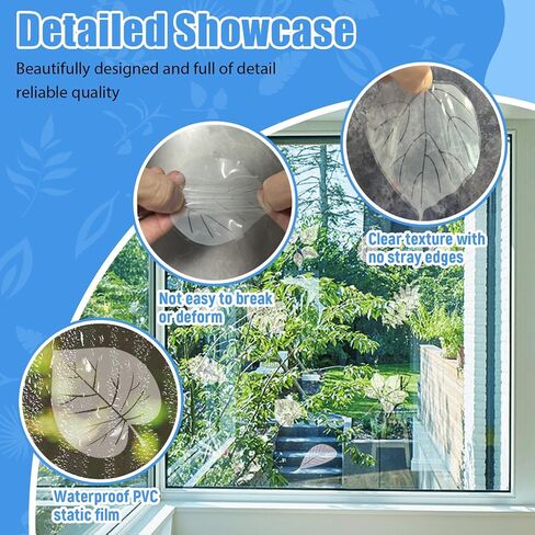 4 Sheet 26 Pcs Leaf Shape Window Decals for Bird Strikes, PVC Anti Collision Window Bird Stickers, Translucent Window Clings Film to Stop Birds from Hitting Glass Door Indoor Decoration (4) in Saudi Arabia