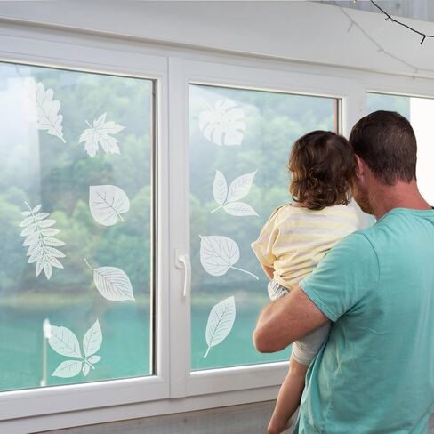 4 Sheet 26 Pcs Leaf Shape Window Decals for Bird Strikes, PVC Anti Collision Window Bird Stickers, Translucent Window Clings Film to Stop Birds from Hitting Glass Door Indoor Decoration (4) in Saudi Arabia