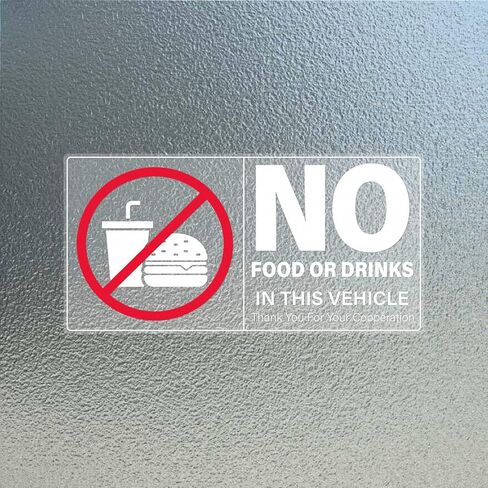 No Food Or Drinks in This Vehicle Sticker 4×2 Inches Self Adhesive Sign Vinyl Waterproof Decal Warning Label for Car Taxi Window 10 Pack in Saudi Arabia