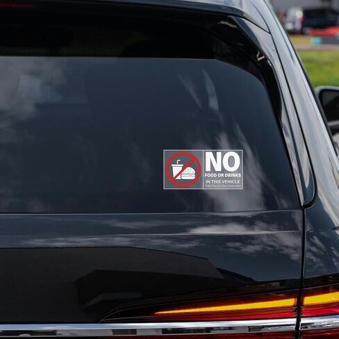 No Food Or Drinks in This Vehicle Sticker 4×2 Inches Self Adhesive Sign Vinyl Waterproof Decal Warning Label for Car Taxi Window 10 Pack in Saudi Arabia