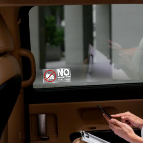 No Food Or Drinks in This Vehicle Sticker 4×2 Inches Self Adhesive Sign Vinyl Waterproof Decal Warning Label for Car Taxi Window 10 Pack in Saudi Arabia