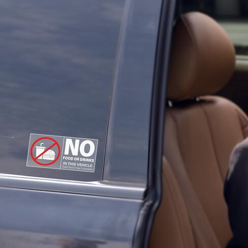 No Food Or Drinks in This Vehicle Sticker 4×2 Inches Self Adhesive Sign Vinyl Waterproof Decal Warning Label for Car Taxi Window 10 Pack in Saudi Arabia