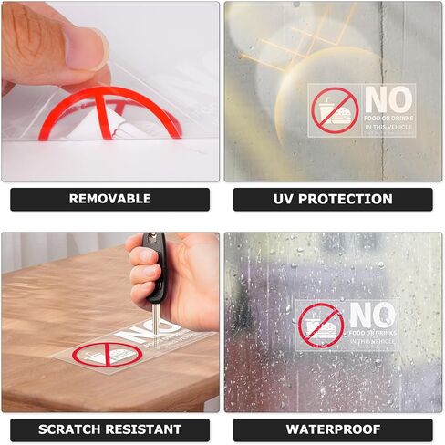 No Food Or Drinks in This Vehicle Sticker 4×2 Inches Self Adhesive Sign Vinyl Waterproof Decal Warning Label for Car Taxi Window 10 Pack in Saudi Arabia