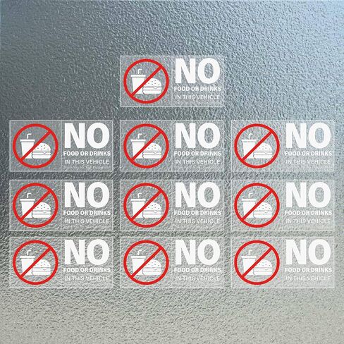 No Food Or Drinks in This Vehicle Sticker 4×2 Inches Self Adhesive Sign Vinyl Waterproof Decal Warning Label for Car Taxi Window 10 Pack in Saudi Arabia