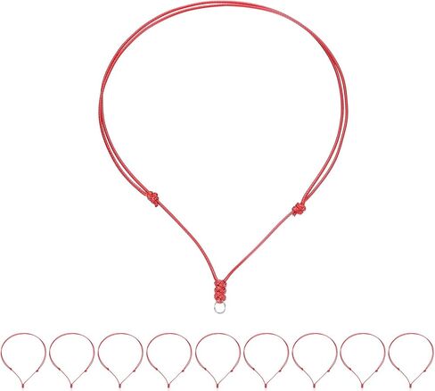 HARFINGTON 10pcs Adjustable Necklace Cords 1.5MM Thick 18-30 Inch Handmade Craft Ropes with Metal Ring for Hanging Pendants DIY, Brown in Saudi Arabia