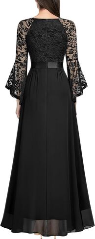MISSMAY Women's Formal Lace Chiffon Bell Sleeve Wedding Party Long Dress in Saudi Arabia