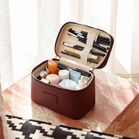 ETOILE - Mini Vanity Case Burgundy - Stylish Travel Makeup Bag Organizer With Removable Dividers in Saudi Arabia