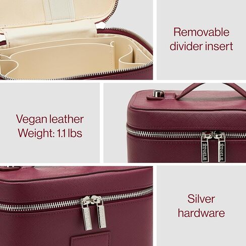 ETOILE - Mini Vanity Case Burgundy - Stylish Travel Makeup Bag Organizer With Removable Dividers in Saudi Arabia