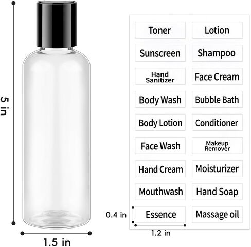 TUZAZO 10 Pack 3.4 oz Clear Travel Bottles for Toiletries TSA Approved Leakproof Travel Size Containers Empty Small Plastic Shampoo Lotion Bottles with Labels in Saudi Arabia