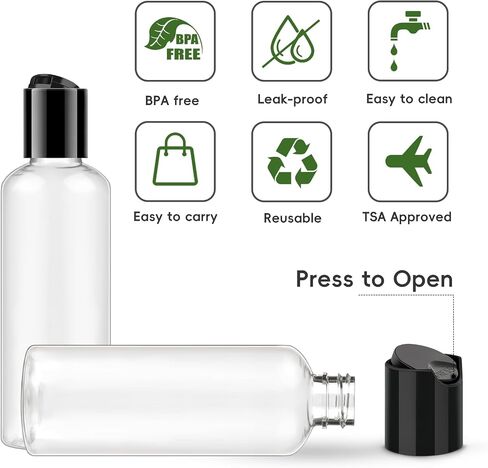 TUZAZO 10 Pack 3.4 oz Clear Travel Bottles for Toiletries TSA Approved Leakproof Travel Size Containers Empty Small Plastic Shampoo Lotion Bottles with Labels in Saudi Arabia