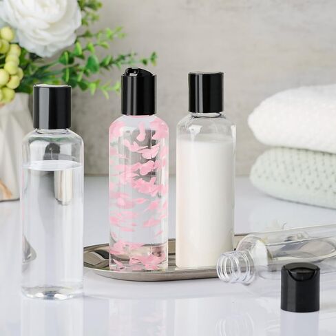 TUZAZO 10 Pack 3.4 oz Clear Travel Bottles for Toiletries TSA Approved Leakproof Travel Size Containers Empty Small Plastic Shampoo Lotion Bottles with Labels in Saudi Arabia