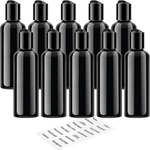 TUZAZO 10 Pack 3.4 oz Clear Travel Bottles for Toiletries TSA Approved Leakproof Travel Size Containers Empty Small Plastic Shampoo Lotion Bottles with Labels in Saudi Arabia