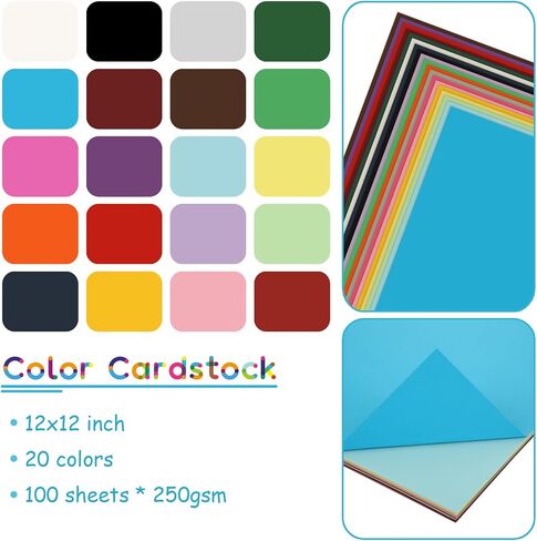 100 Sheets 12x12 Cardstock Colorfed Craft Cardstock Blank Cardstock Paper Multicolor 250G Cardstock Sheets for DIY Crafts Cards Making, Invitations, Scrapbook Supplies, Bussines Card in Saudi Arabia