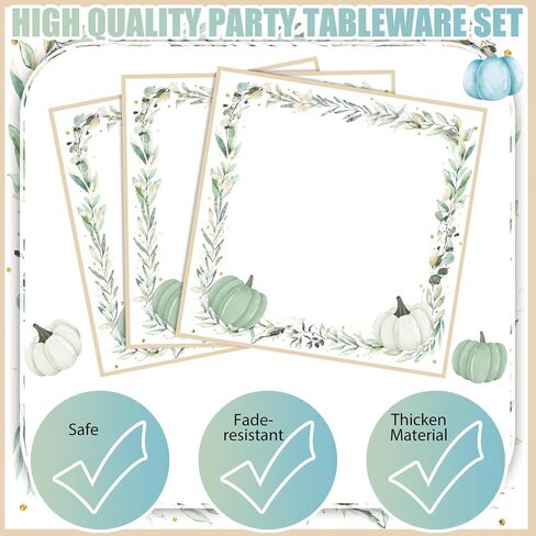 200 Pcs Fall Paper Plates and Napkins White Pumpkin Plates Thanksgiving Disposable Plates Napkins Pumpkin Tableware Set for Fall Thanksgiving Party Supplies, 50 Guests in Saudi Arabia