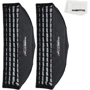 AMBITFUL 2PCS 22x90cm 9"x35" Beehive Honeycomb Grid Strip Softbox Bowens Mount for Studio Flash