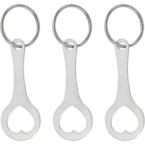 PATIKIL Shopping Trolley Token Key Ring, 3 Pack 2.3 Inch Stainless Steel Cart Remover Unlock Release Keychain for Grocery Shopping Cart, Silver Tone