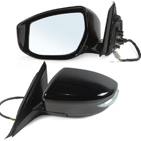 Right Passenger Side Mirror Assembly Fits 2013 2014 2015 2016 2017 2018 Nissan Altima Sedan with Power Glass Heated Turn Signal Manual Folding Match White Replace NI1321225(6Pins)