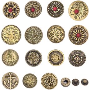 Youmeizer 15 pcs Antique Fasteners Snaps Decorative Snaps Button Set for Wallet Decorative Closure DIY Leather Crafting Projects Sewing Decoration(Bronze)