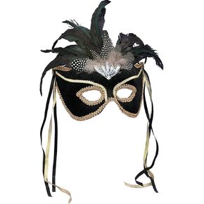 Rubie's Adult Forum Ladies Feather Mardi Gras Mask, Black, One Size