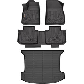 Binmotor-Custom Floor Mats & Cargo Liner for Cadillac XT5 2017-2024 2025, Front & 2nd Row & Cargo Mat for Cadillac XT5, TPE All Weather Car Mats for Cadillac XT5 Accessories