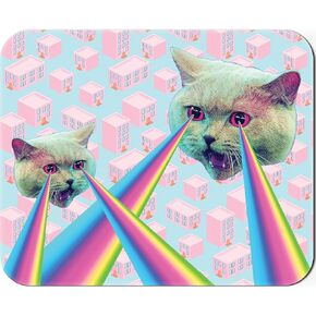 Unique, Hilarious 8.25 x 6.75 in Funny Cat Mousepad. Extra Soft Polyester Non-Slip Rubber Backed Computer Mouse Mat. Full Color Print. Quirky Gift for Cat Lady Friends, Family, Office Coworkers