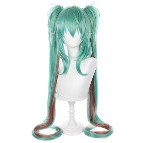 Xingwang Queen Anime Cosplay Wig 120cm Long Pigtails Green Brown Mixed Party Wigs for Women Girls