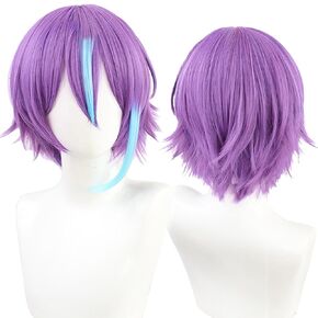Project Sekai Kiritani Haruka Cosplay Wig for Women Short Straight Blue Hair with Bangs Cos Wigs Heat Resistant Synthetic Hair for Halloween Cosplay Party (Kiritani Haruka)