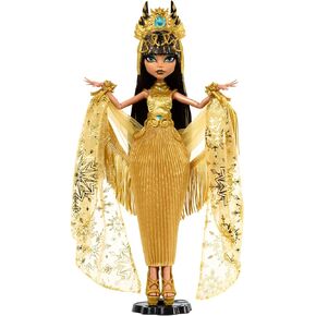Monster High Howliday Doll, Winter Edition Cleo De Nile Collectible in Golden Gown with Gleaming Accessories and Shimmery Fringe Shawl