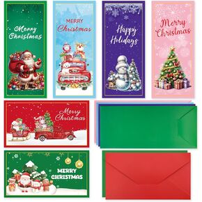 60 Pcs Christmas Money Envelopes Holders Xmas Currency Cash Gift Card Holder Check Envelopes 2 Different Sizes Vertical 6.5X2.8 inch Horizontal 6.5X3.6inch