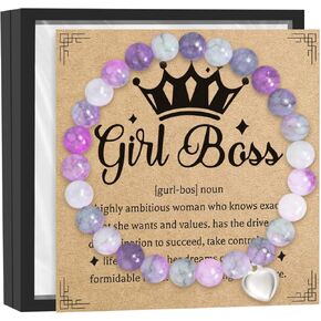 Chris.W Natural Stone Beaded Bracelets Gifts for Boss Lady, Boss's Day Gifts for Women Coworker Thank You Gifts for Female Boss Manager Leader