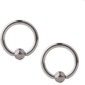 Ruifan Grade 23 (G23) Titanium Captive Bead Rings PA Nose Belly Eyebrow Tragus Lip Ear Nipple Hoop Ring BCR 16G 8mm,10mm,12mm 2PCS