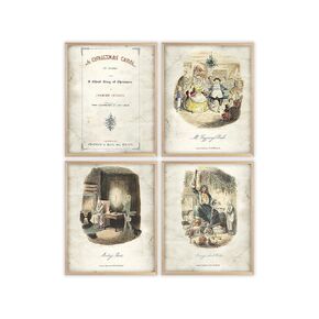 Charles Dickens' Christmas Carol Art - Set of Four Gallery Wall Photos (8x10) Unframed Print Poster - Makes a Great Vintage Christmas Decor and Gift Under $20