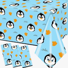 Penguin Birthday Decorations Tablecloth,3pcs Penguin Party Supplies Plastic Penguin Party Table Cover for Winter Theme Penguin Party Decorations