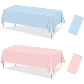 4Pcs Gender Reveal Table Cloths - Gender Reveal Table Decorations Rectangular Pink and Blue Tablecloth for Gender Reveal Decorations, Boy or Girl Gender Reveal Party Supplies, 51 x 86.6 Inch