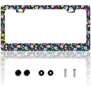 Black Cat License Plate Frame Pet Animal License Plate Holder Personalise Stainless Steel Funny Design Compatible with Standard License Plate Frames for USA and Canada 6 X 12 Inch 2 Holes with Screws